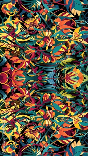 Abstract vector set of seamless floral background