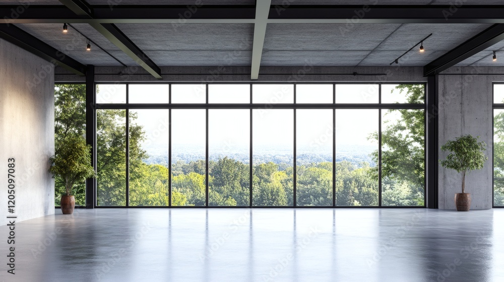 Modern Loft Apartment with Panoramic View and Concrete Walls Modern Loft Apartment with Panoramic View and Concrete Walls