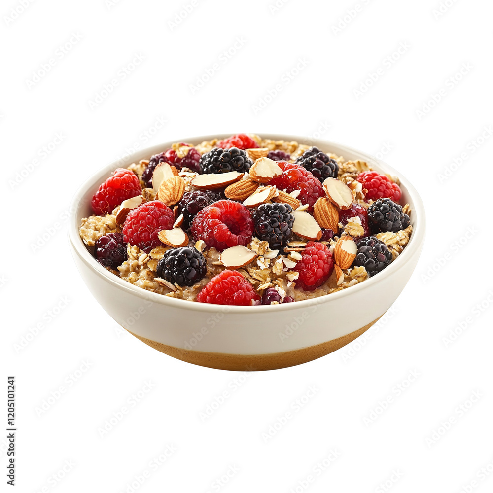 Delicious Oatmeal with Mixed Berries and Almonds transparent background. Delicious Oatmeal with Mixed Berries and Almonds transparent background.