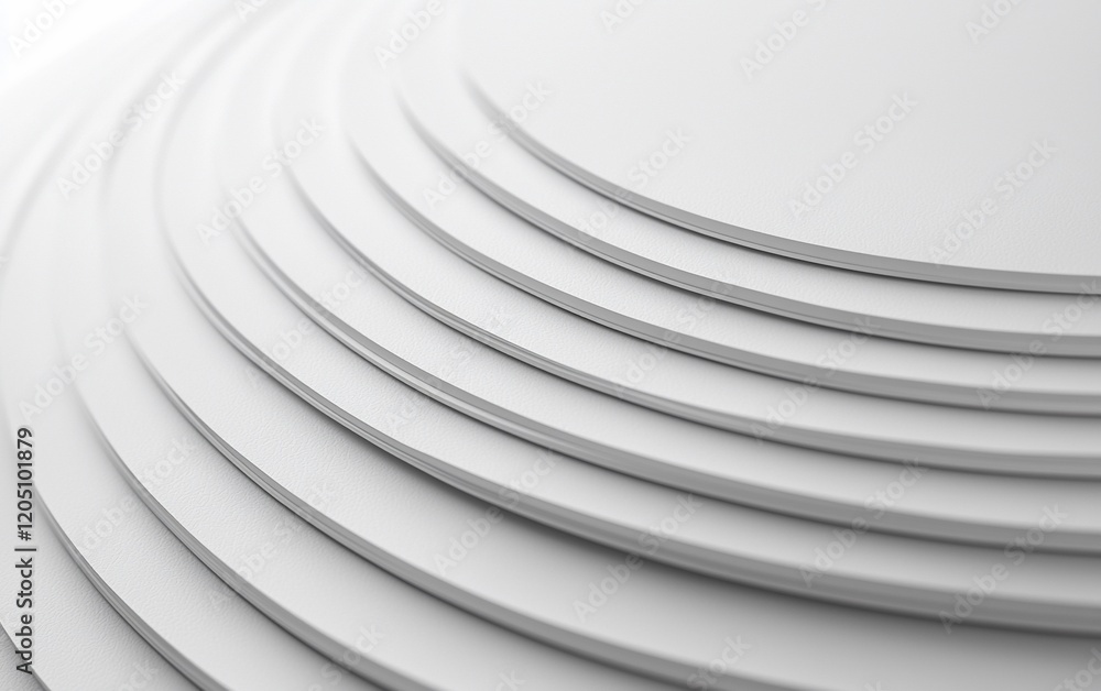 Obraz premium Abstract white circles, layered, concentric design.