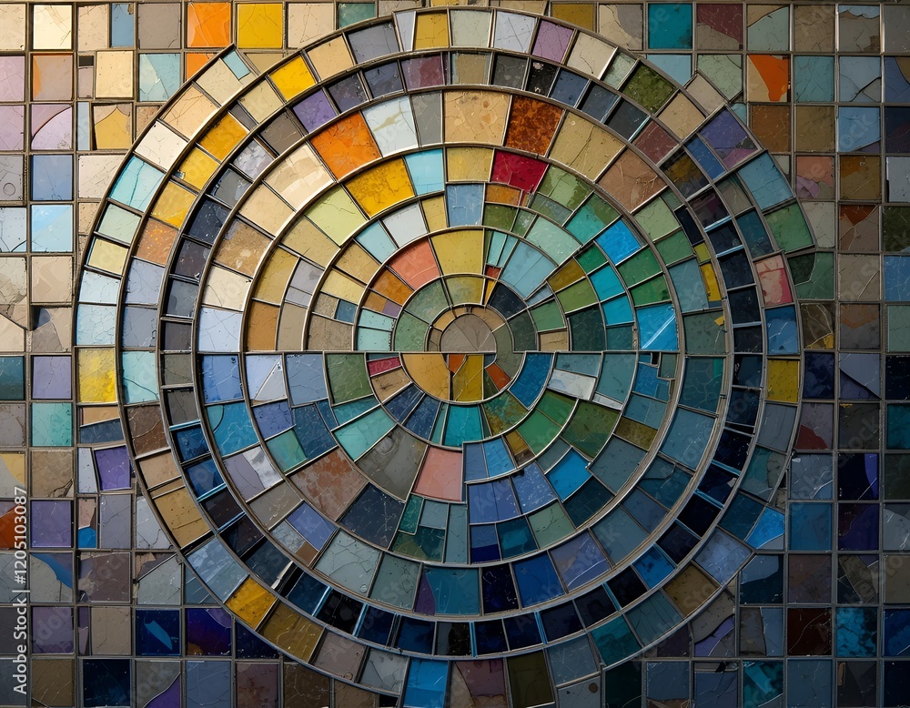 Fototapeta premium Abstract mosaic swirl pattern. Generative AI