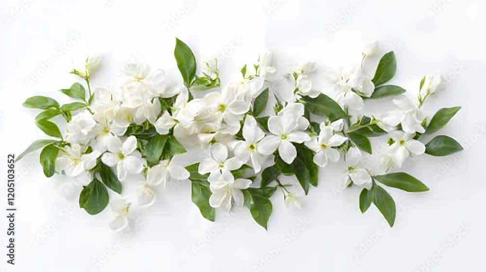 Delicate White Blossoms Arranged in a Horizontal Line Delicate White Blossoms Arranged in a Horizontal Line