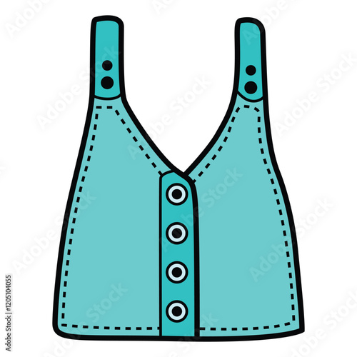 Hand Drawing of Woman’s Jeans Vest with Casual and Trendy Details