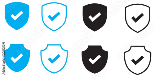 Print  Shield icon collection. Protect shield sign. 1176