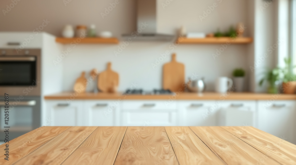 Wooden table on blurred kitchen bench background. Empty wooden table and blurred kitchen background
Wooden table on blurred kitchen bench background. Empty wooden table and blurred kitchen background