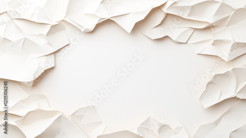 Creamy Crumpled Paper Frame: An elegant frame of softly crumpled, creamy-white paper creates a sophisticated and minimalist border, perfect for adding text or design elements.