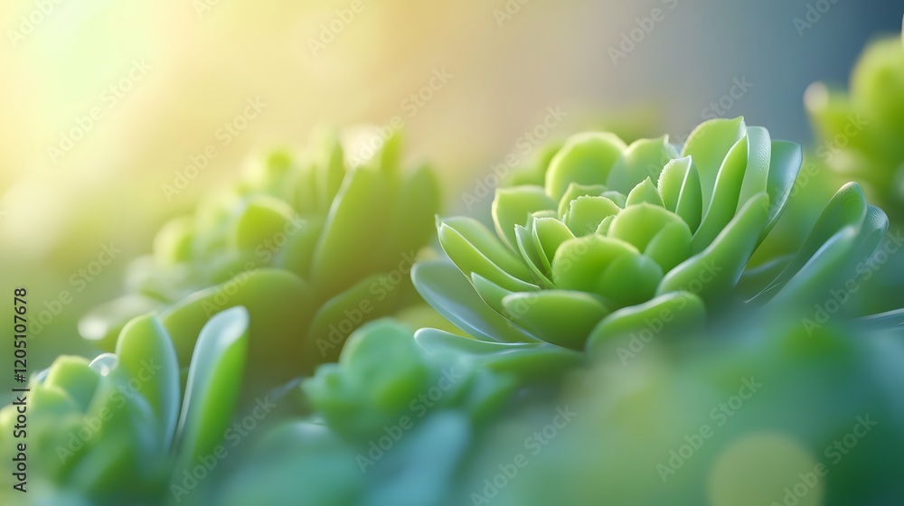 Fototapeta premium Green Succulents Bask in Soft Sunlight