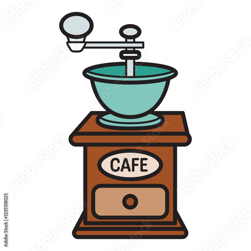 Hand Drawing of Coffee Grinder with Detailed and Vintage Features