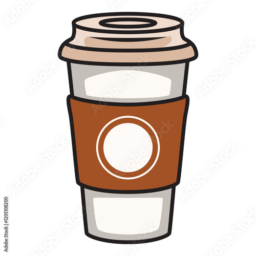 Artfully sketched paper cup of coffee featuring gentle curves and inviting details, perfect for a relaxing break.