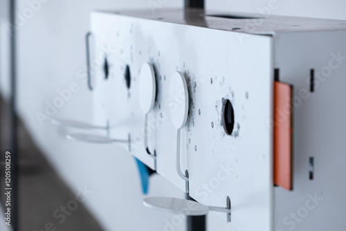 Open and close target sports to rifle shooting. Biathlon. Close-up, shallow depth of field.