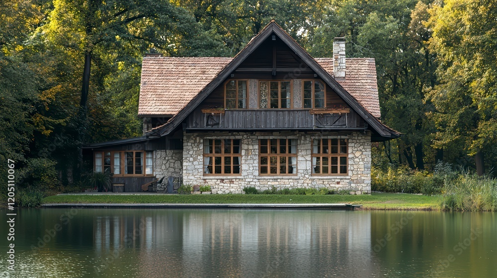 Fototapeta premium Lakeside Stone House