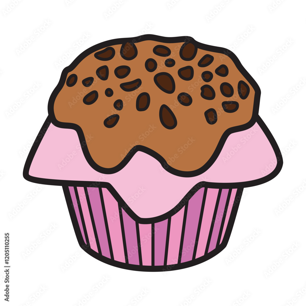 Delicious hand drawing of a chocolate muffin, featuring intricate details and textures. Perfect for bakery branding, dessert packaging, and food-related design projects. Delicious hand drawing of a chocolate muffin, featuring intricate details and textures. Perfect for bakery branding, dessert packaging, and food-related design projects.