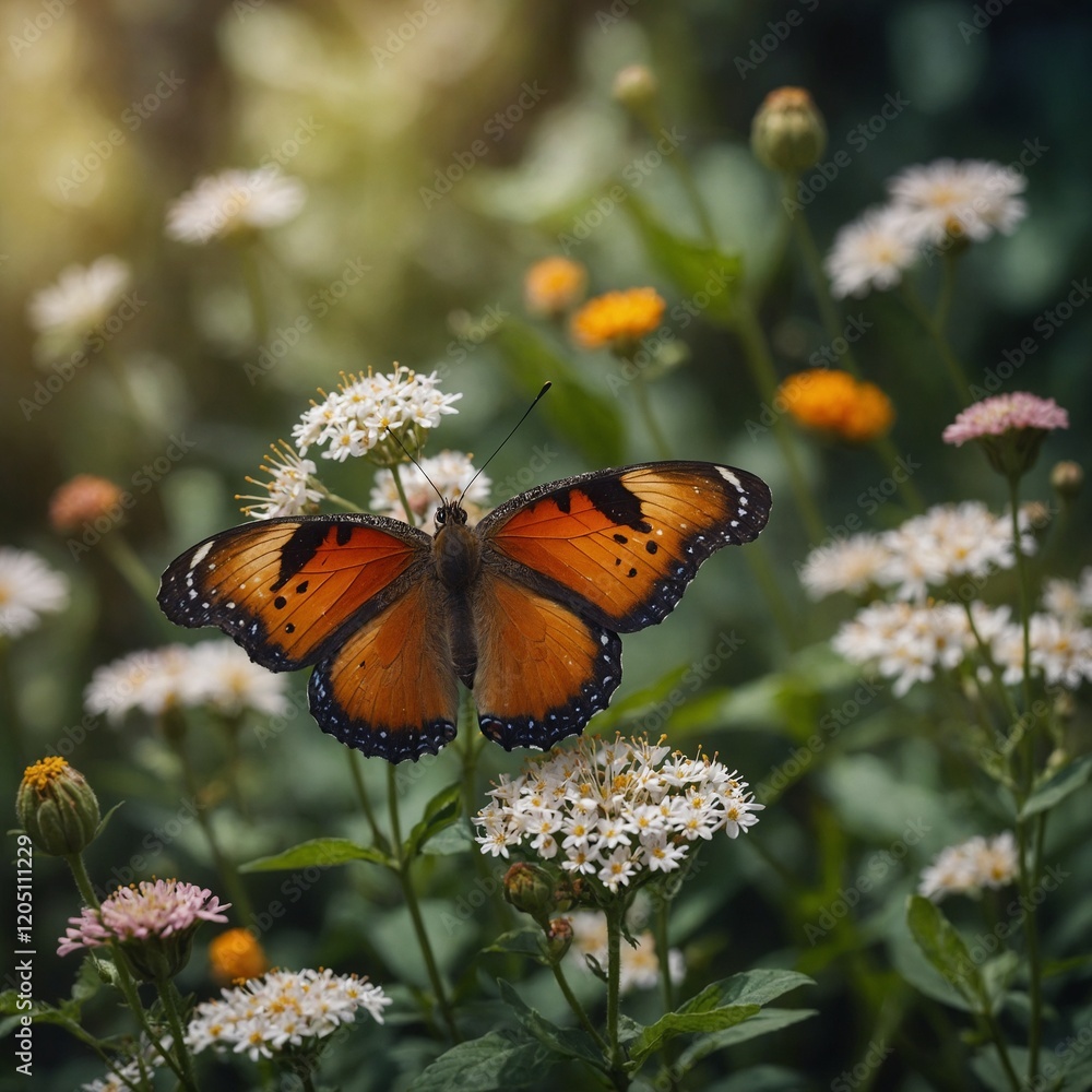 Obraz premium Butterfly on flower, Butterfly wallpaper, Butterflies are flying on flowers and it is a natural background.