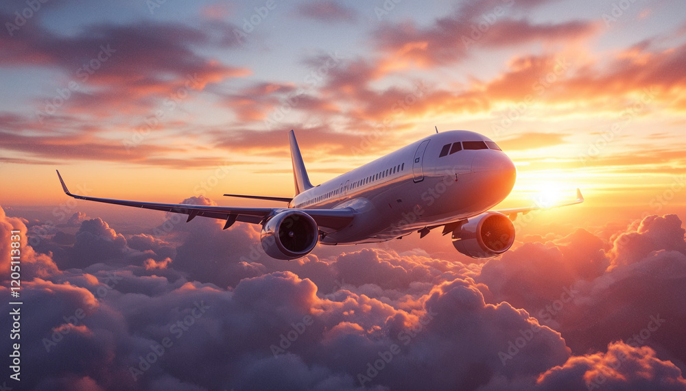 Fototapeta premium airplane in the sunset
