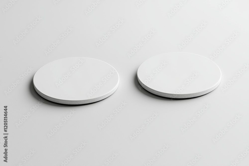 Showcase elegant blank coasters studio mockup design minimalist overhead view sleek presentation Showcase elegant blank coasters studio mockup design minimalist overhead view sleek presentation