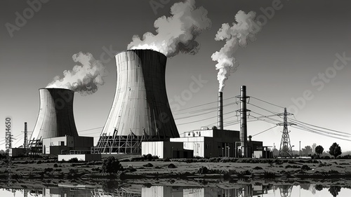 Nuclear power plant sketch isolated abstract

 photo