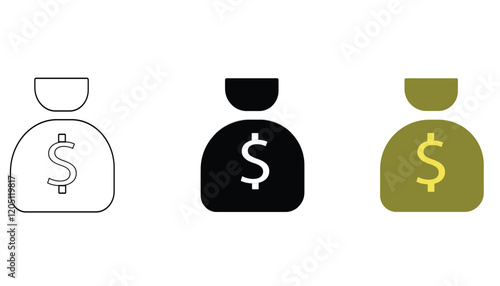 Premium Vector  A bag of money icon set Vector
