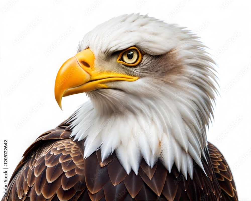 Fototapeta premium Majestic bald eagle portrait, powerful bird of prey illustration, eagle mascot