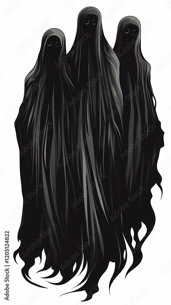 Mysterious Trio: Three Enigmatic Figures in Dark Robes Mysterious Trio: Three Enigmatic Figures in Dark Robes