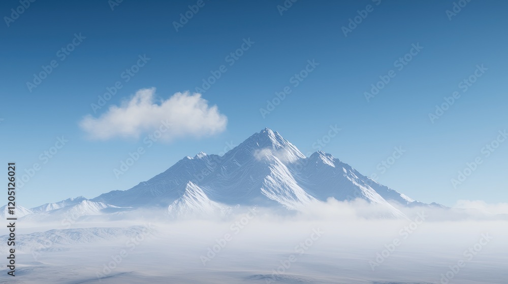 Snow-capped mountain peak, clear sky, mist, desert landscape, scenic wallpaper Snow-capped mountain peak, clear sky, mist, desert landscape, scenic wallpaper