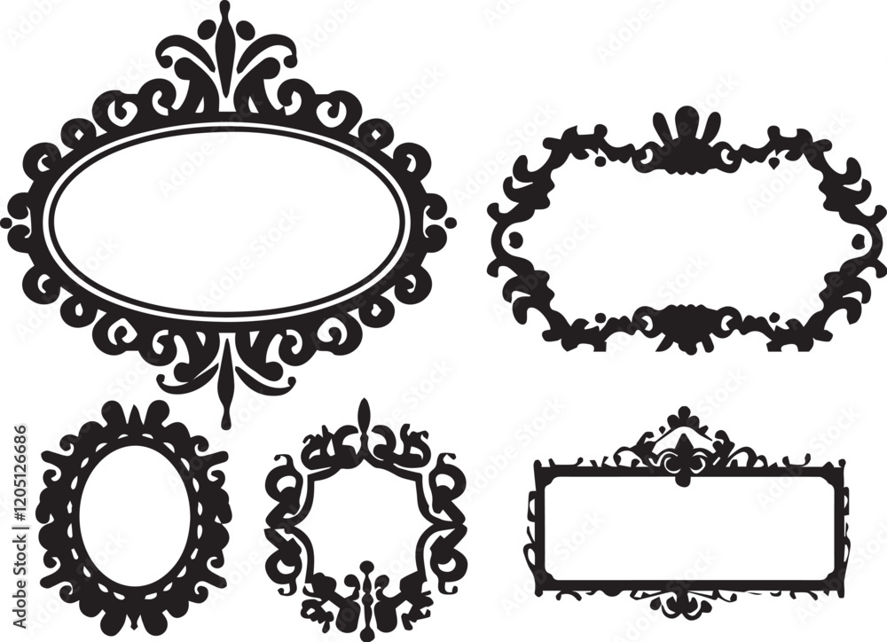 Obraz premium A set of frame silhouettes for flat design. Hand drawn vector illustration
