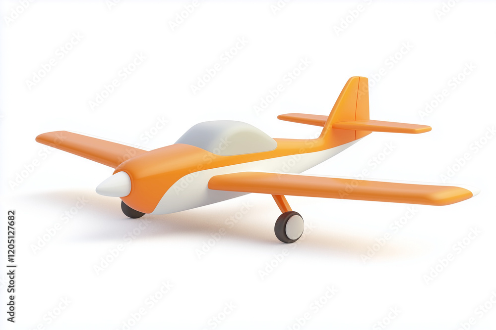 3D model airplane in orange and white isolated on a white background 3D model airplane in orange and white isolated on a white background