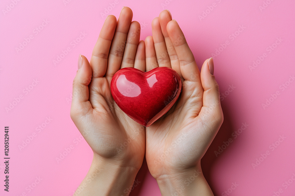 Hands holding a red heart isolated Hands holding a red heart isolated