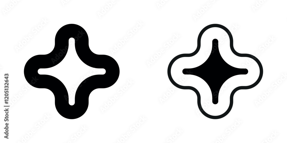 Black star symbol element design. Templates for design, posters, projects, banners, logo, and business cards. Vector illustration. Rounded corner. Black star symbol element design. Templates for design, posters, projects, banners, logo, and business cards. Vector illustration. Rounded corner.