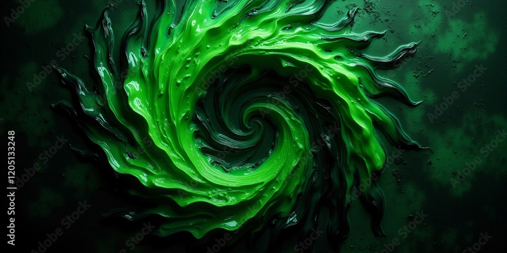 Emerald Swirl: A mesmerizing vortex of vibrant green paint, creating a captivating abstract artwork. Deep hues dance and flow. Emerald Swirl: A mesmerizing vortex of vibrant green paint, creating a captivating abstract artwork. Deep hues dance and flow.