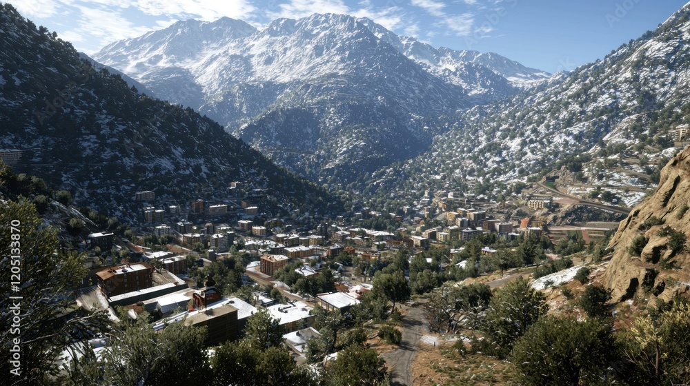 Mountain village winter snow scenic view travel Mountain village winter snow scenic view travel