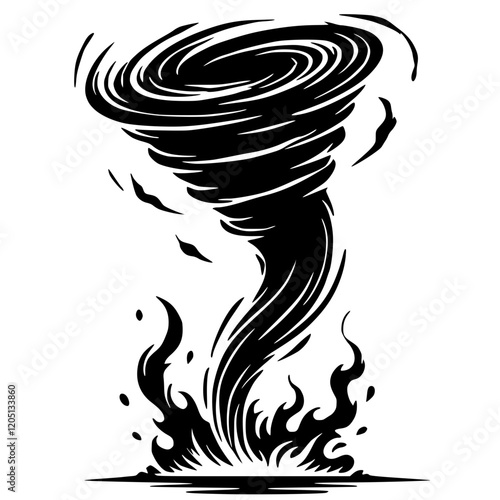Fire tornado silhouette