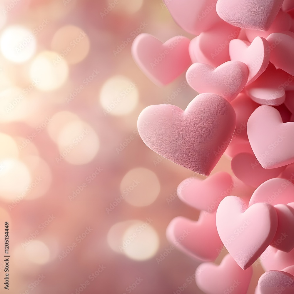 Pink hearts for Valentine's Day celebration.