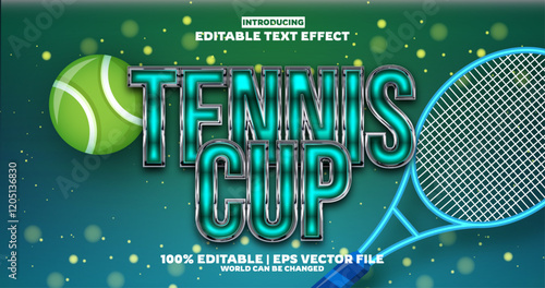 Tenis Cup editable text effect in modern trend style