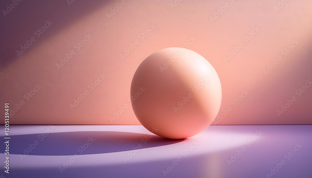 Abstract art scene with a single spherical object and geometric shadows Abstract art scene with a single spherical object and geometric shadows