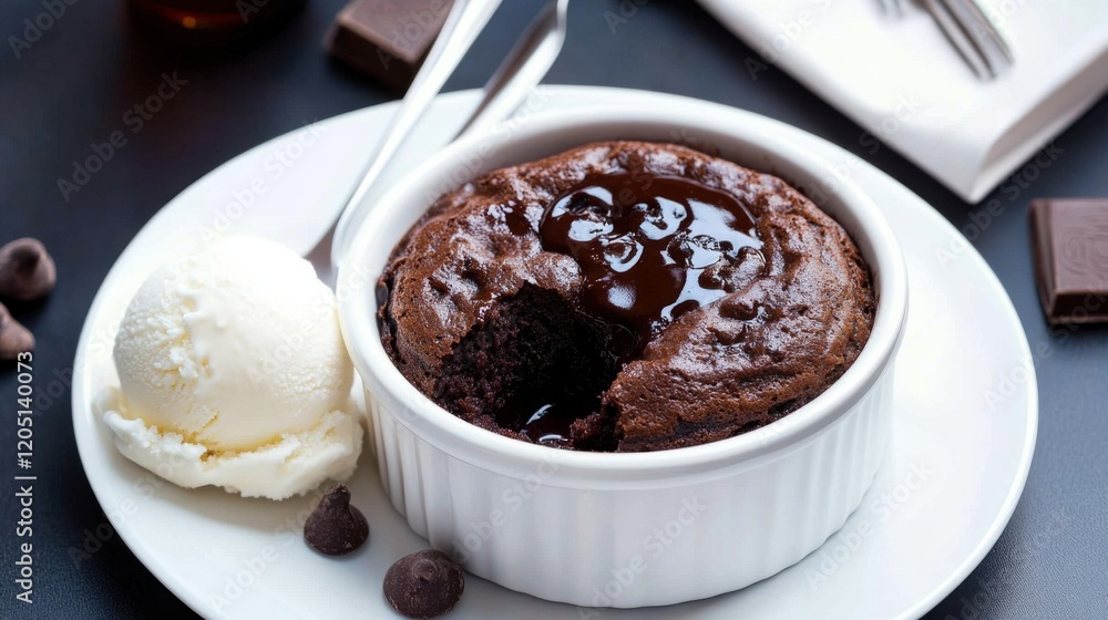 Decadent Chocolate Fondant with Molten Center and Ice Cream Decadent Chocolate Fondant with Molten Center and Ice Cream