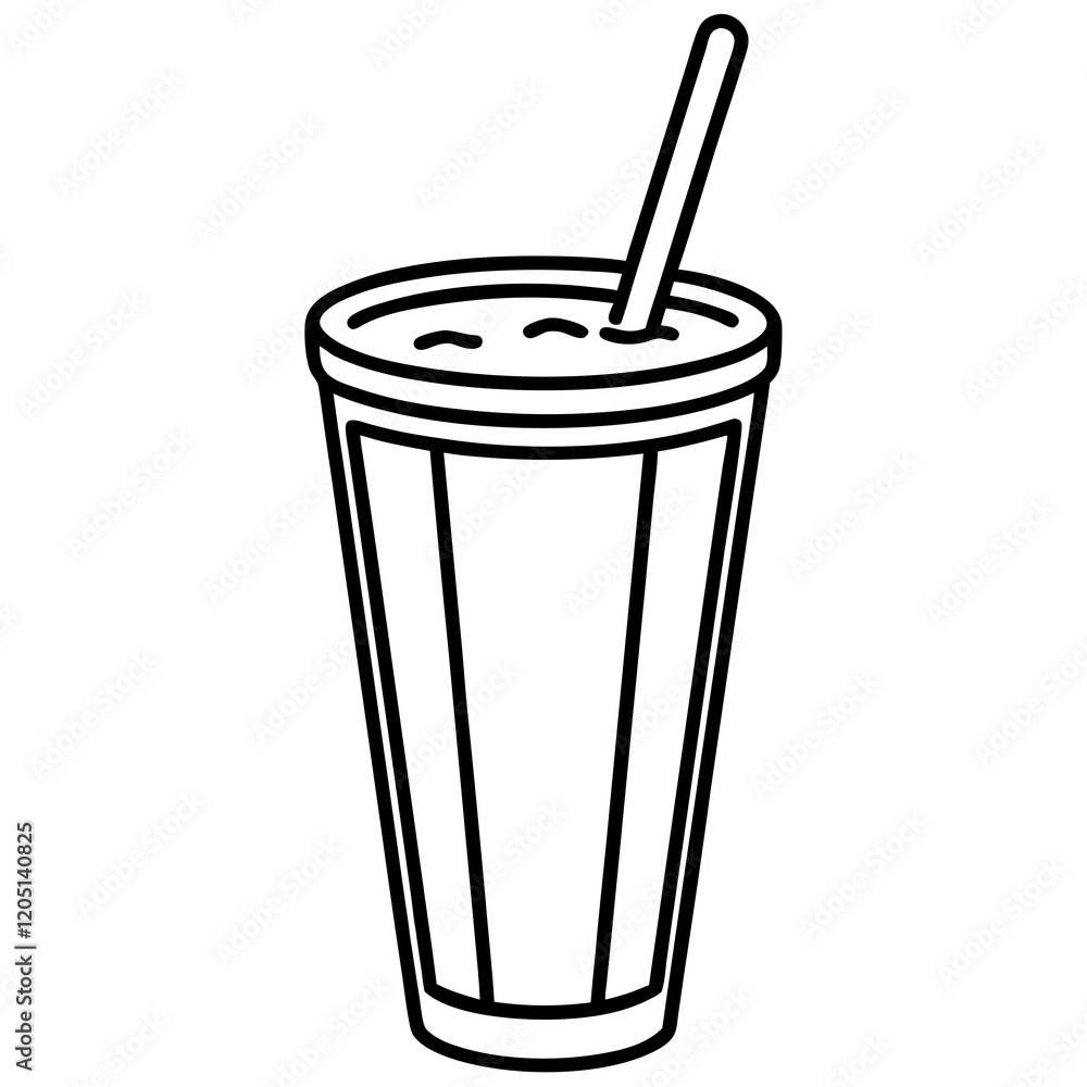 Chic Smoothie Glass Line Art Drawing Chic Smoothie Glass Line Art Drawing