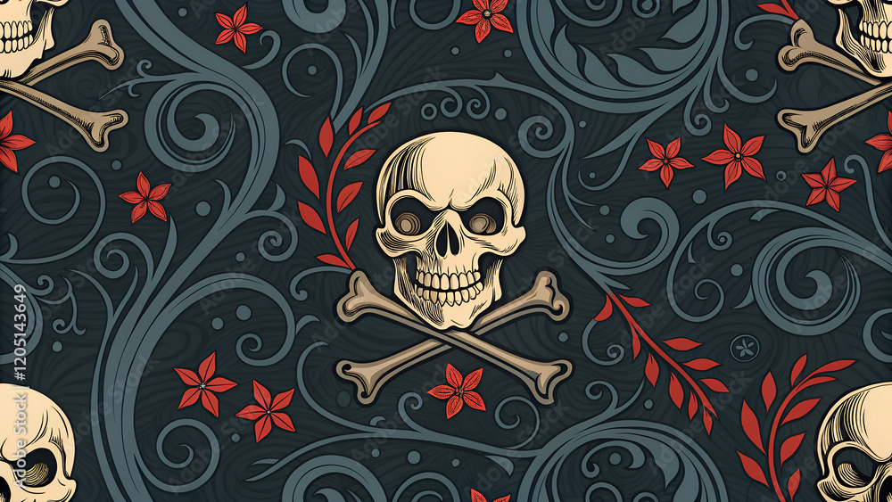 gothic skull and crossbones wallpaper - seamless pattern for your design gothic skull and crossbones wallpaper - seamless pattern for your design