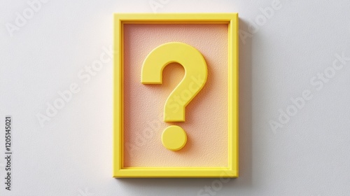 Colorful question mark inside a yellow frame, symbolizing curiosity and inquiry, designed for modern visuals and engaging concepts. photo