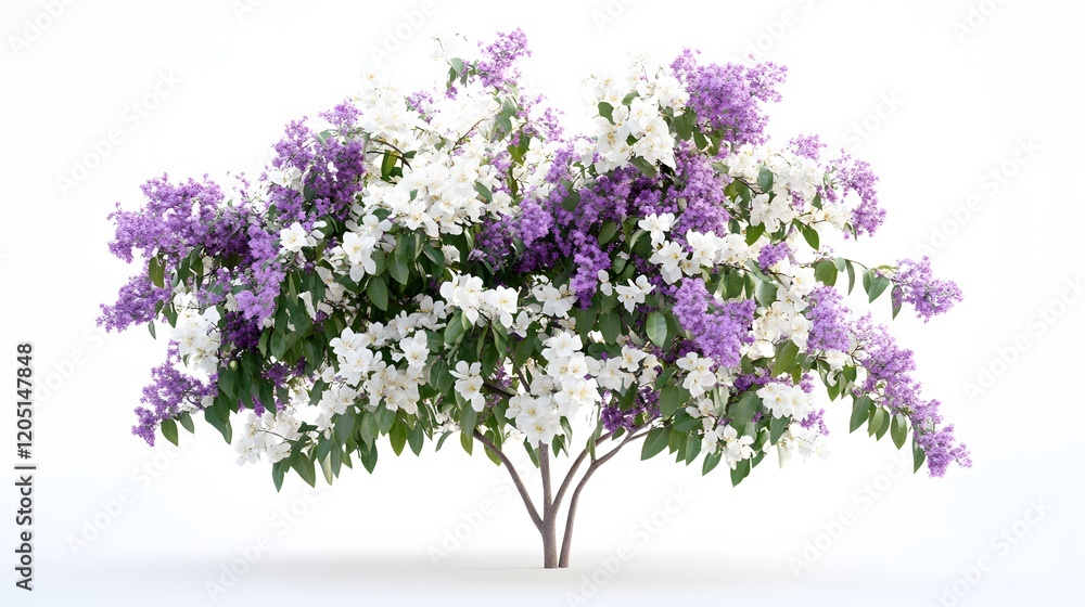 Blooming tree with white and purple flowers Blooming tree with white and purple flowers