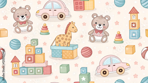 Wallpaper pattern with children's toys - seamless pattern for your design
