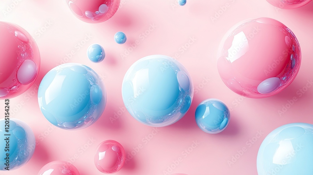Light blue and pink 3D spheres pattern on a soft pink background, creating a modern and playful design for use in presentations or decor. Light blue and pink 3D spheres pattern on a soft pink background, creating a modern and playful design for use in presentations or decor.