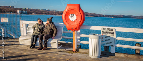 Sopot, Poland - December 25 2024 "Winter walk on pier in Sopot"
