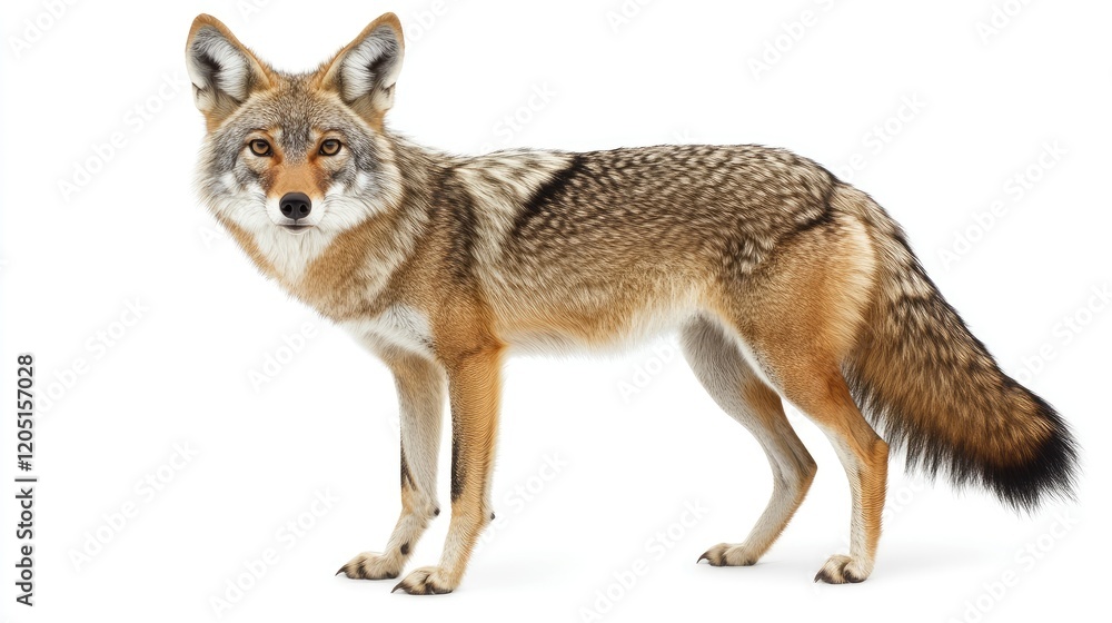 A detailed image of a coyote standing on a white background. A detailed image of a coyote standing on a white background.