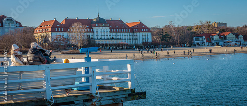 Sopot, Poland - December 25 2024 "Winter walk on pier in Sopot"