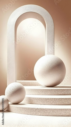 3D Podium with Arch, Sphere...