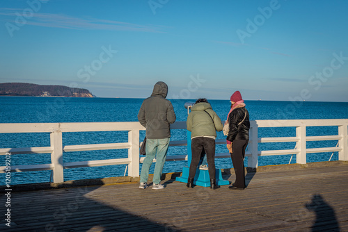 Sopot, Poland - December 25 2024 "Winter walk on pier in Sopot"