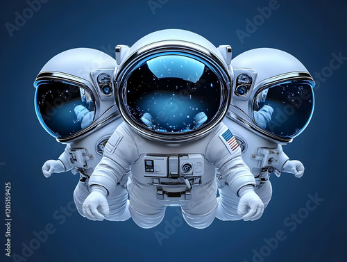 Three Astronauts Float Sere...