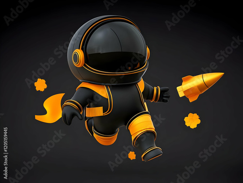 3D Astronaut Runs with Rock...