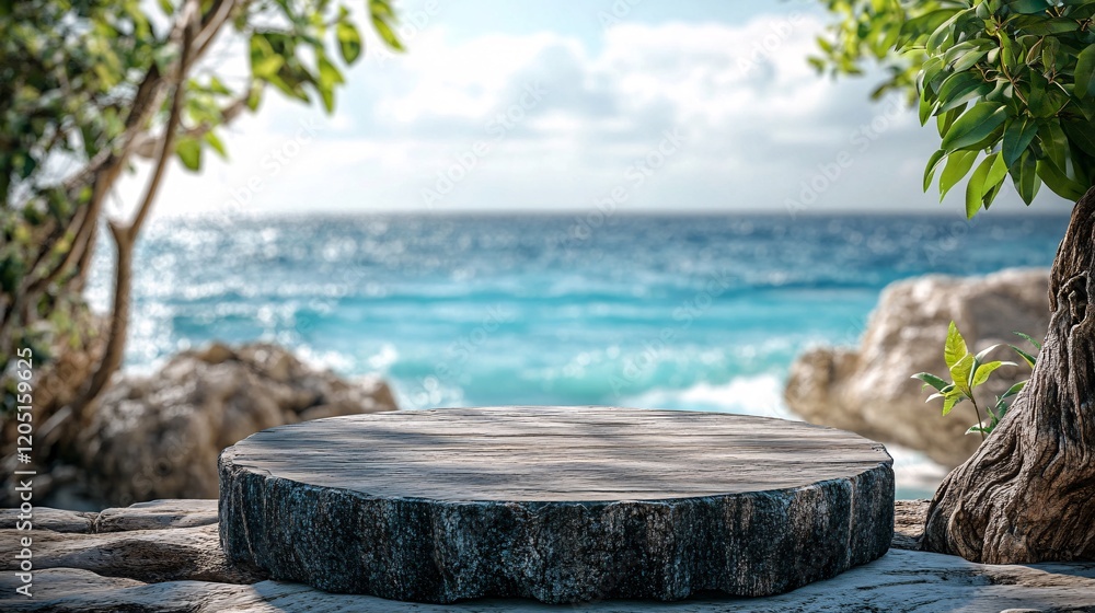 Tranquil Scenic View of Coastal Waters with a Wooden Platform