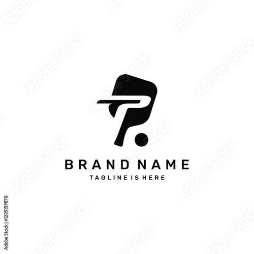 Vector Illustration logo of letter TP and ball with pickleball racket